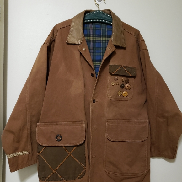 Woodshop Mullet Custom International Denim Work Jacket Visible Mending Style - Picture 13 of 15